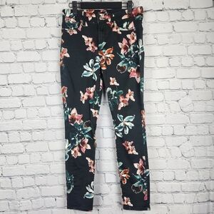 7 For All Mankind Size 28 Black Floral Pants